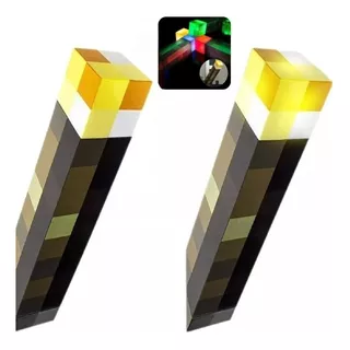 2pcs Lámpara Antorcha Minecraft Control De Voz Color Cambiar