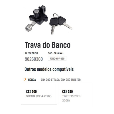 Trava Do Banco Cbx 250 Twister Magnetron