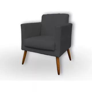 Poltrona Decorativa/cadeira Recepção Escritorio Cor Cinza Desenho Do Tecido Suede