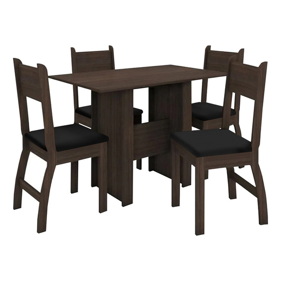 Juego De Comedor Mesa Y 4 Sillas  Premium Mdf Rectangular