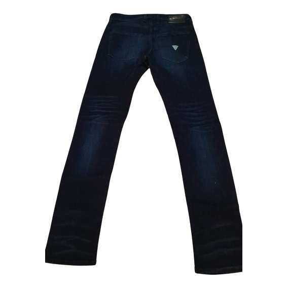 Jeans Slim Tapered Guess Azul Petroleo Deslavado