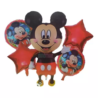 Kit 5 Globos Metálicos Mickey Mouse. Fiesta. Cumpleaños
