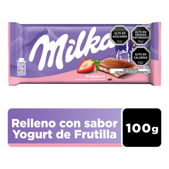 Chocolate Milka® Relleno Yogurt Frutilla Barra 100 Gr