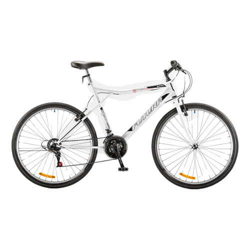 Mountain bike Futura Techno 026 18" 21v frenos v-brakes cambios Index color blanco con pie de apoyo  