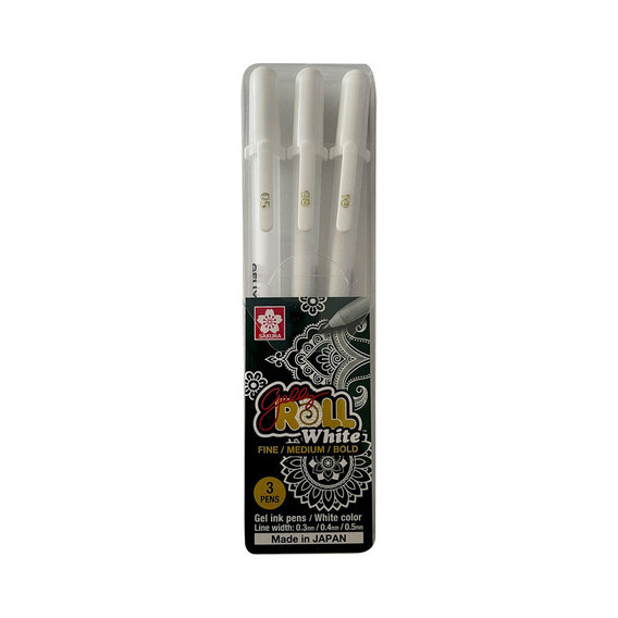 Lápices De Gel Gelly Roll  3 Grosores Blanco