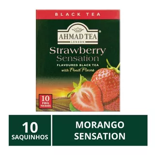 Chá Inglês Ahmad Tea, Morango Sensation, 10 Saquinhos.