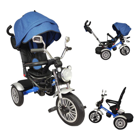 Triciclo Para Niños 8en1 Con Asiento Giratorio Tek-059 Color Azul