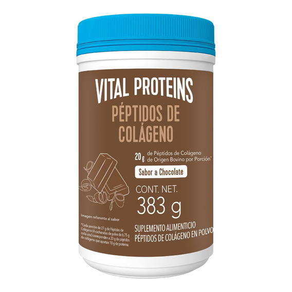Suplemento en polvo Vital Proteins  Chocolate Colágeno sabor chocolate en botella de 383mL