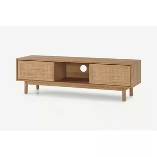 Cuauhtémoc Mueble Tv Estilo Vintage Madera De Encino Y Ratán