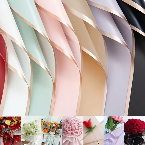 20 Hojas Papel Coreano Para Ramos Bouquet Floral Traslúcido Color Celeste