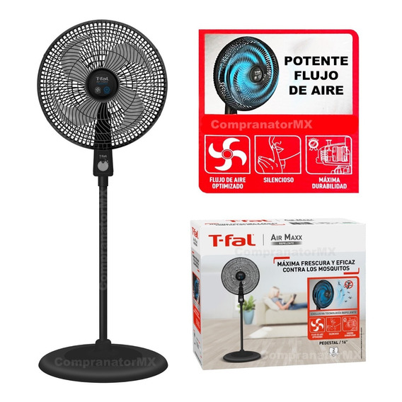 Ventilador Piso Pie Pedestal T-fal 4 Aspa Silencioso Potente