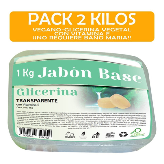 2 Kg Jabón Base Glicerina Transparente Alta Dureza Vegano