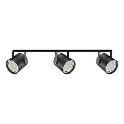 Riel 1 Metro Con 3 Tachos Cilindro Negro Ar111 Apto Led Negro