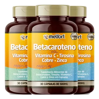 Betacaroteno Com Vitamina C, Tirosina, Zinco 90 Cápsulas