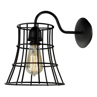 Aplique Pared Jaula Galera Negra Diseño Vintage Apto Led E27 Negro