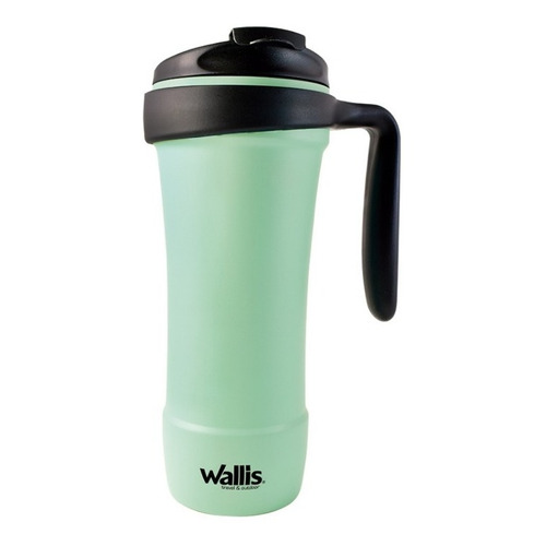 Taza Térmica 470ml Wallis Menta/negro Antiderrames Acero Color Verde claro Liso