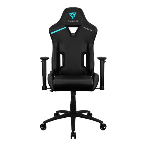 Silla de escritorio ThunderX3 TC3 gamer ergonómica  jet black con tapizado de cuero sintético