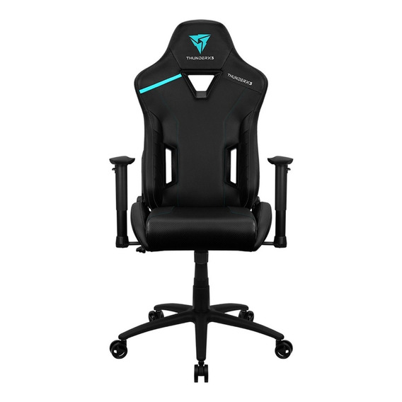 Silla de escritorio ThunderX3 TC3 gamer ergonómica  jet black con tapizado de cuero sintético