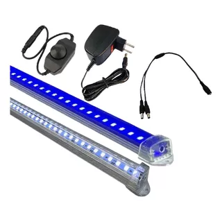 02 Luminária Led 80cm C/ Fonte E Dimmer P/ Aquário