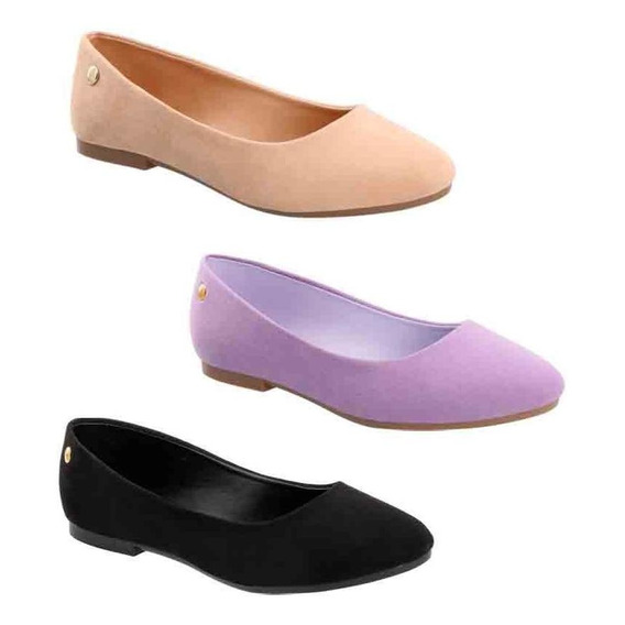 Zapatos Flats Dama Casuales Punta Redonda Mujer Tripack