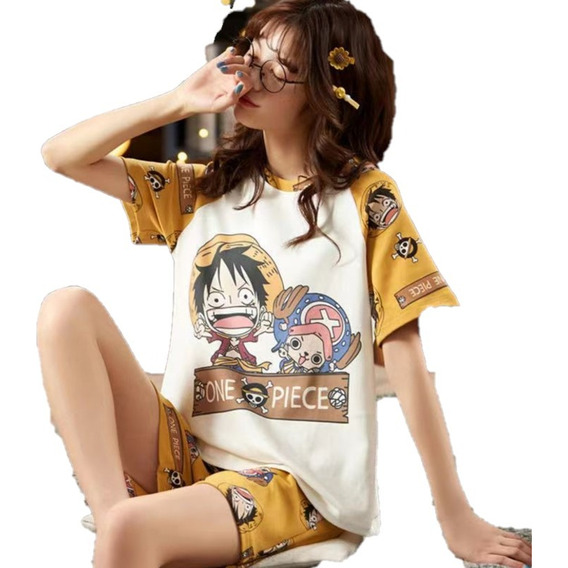 Pijamas One Piece De Dibujos Animados De Manga Corta Seño