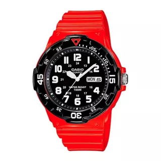 Reloj Casio Mrw-200hc-4bvdf Hombre 100% Original Color De La Correa Rojo Color Del Fondo Negro