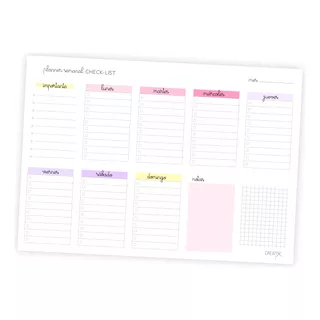 Planner Semanal Checklist A4 Organizador Semanal