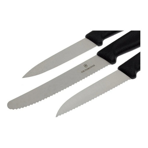 Set De Cuchillos De Verduras 3 Unid Victorinox 6.7113.3 Color Negro