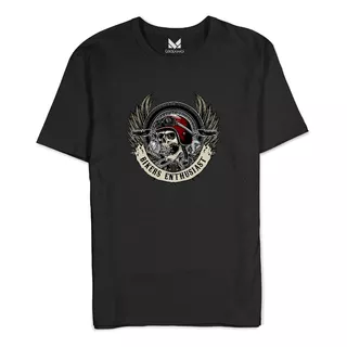 Camiseta Streetwear Blusa Algodão Rock Caveira Moto Unissex