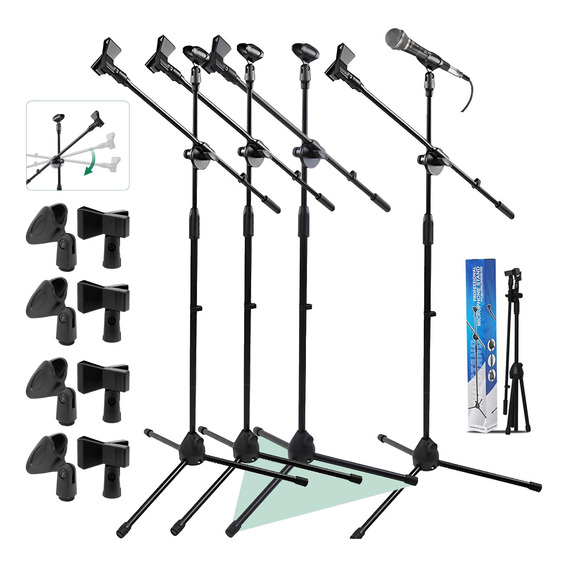 4x Pedestal Soporte De Micrófono Stand Kit Para 8 Micrófono