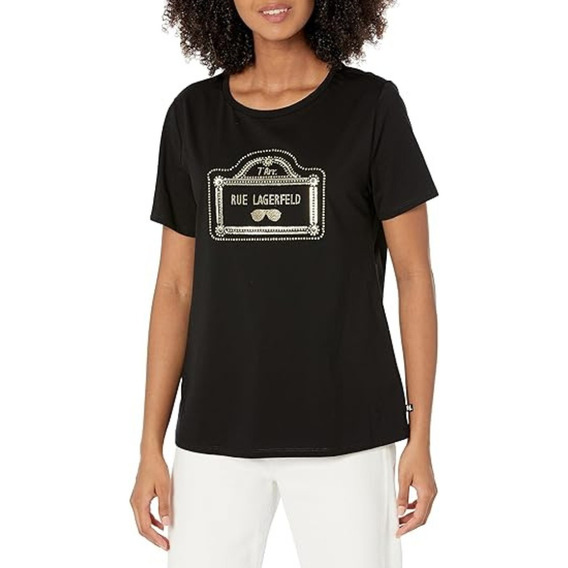 Playera Con Logotipo Karl Lagerfeld París Dorado Para Mujer