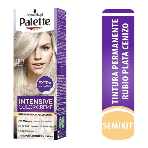  Tinte Cabello Palette Color Creme Perma - Ml Tono 10-1 Rubio Plata Cenizo