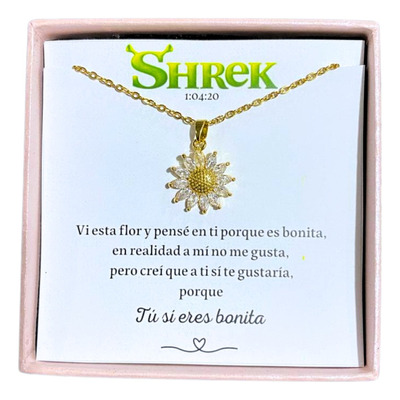 Collar Girasol Shrek Dije Regalo Para Mujer Joyería Circón  