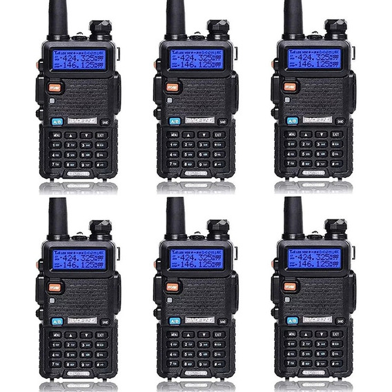 6 Radios Walkie Talkie Baofeng Uv5r Uhf/vhf 128 Canale 8km Color Negro
