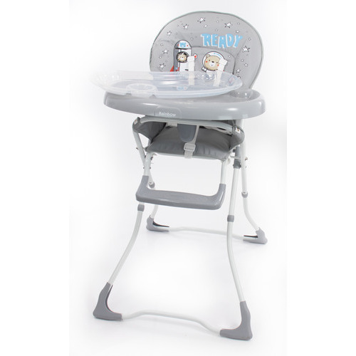 Silla De Comer Rainbow Roxy Plegable Con Doble Bandeja Desmontable Y Apoya Pies Espacial Gris