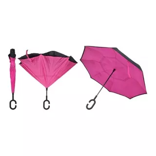 Set X 2 Paraguas Invertido Lluvia Reversible Upside Down 