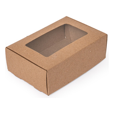 50 Cajas Kraft Con Ventana Para Accesorios 10 X 15 X 5 Cm