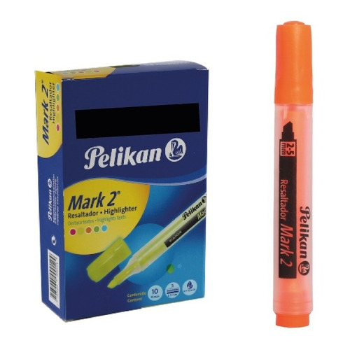 Resaltador Pelikan Mark 2 Fluo X 10 Unidades V/colores Color Naranja