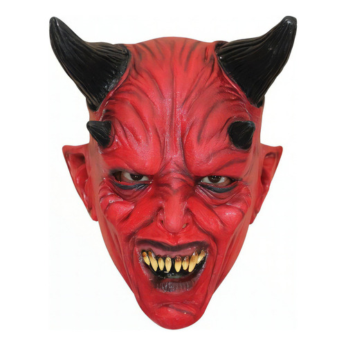 Máscara Látex De Niños Demonio Devil Junior Halloween Terror Color Rojo