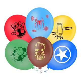 24 Balões (bexiga) Super Heróis (desenho) N09 Colorido
