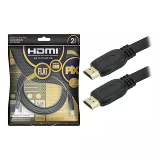 Cabo Hdmi Flat Pix Gold 2.0 4k 19 Pinos 2 Metros