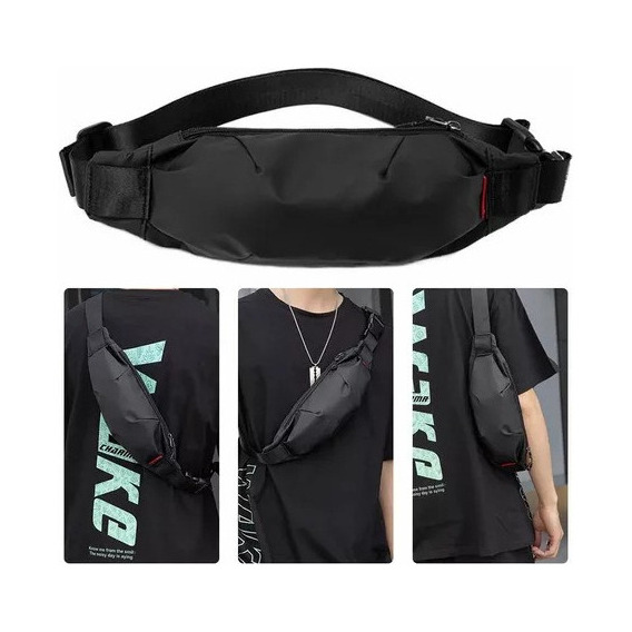 Bolsa De Cinturón Deportiva Impermeable Para Hombre Color Negro Diseño de la tela Bolsa de pecho impermeable