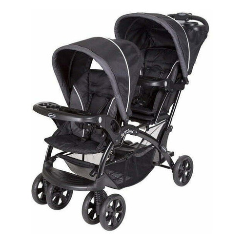 Coche de paseo doble Baby Trend Sit N' Stand Double onyx con chasis color negro