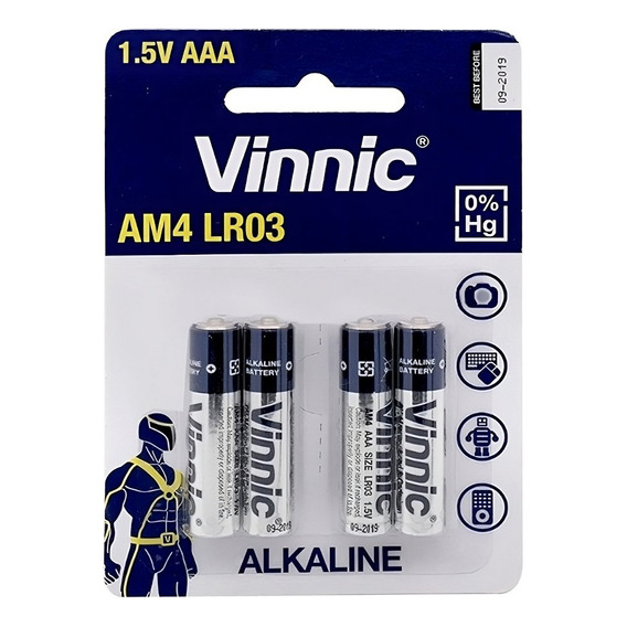 Pilas Alcalinas Vinnic Triple A Aaa X4 Batería Calidad Atrix