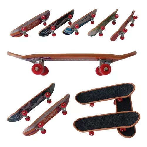 Kit 6 Skate De Dedo Brinquedo Para Crianças Truck Metal Lixa