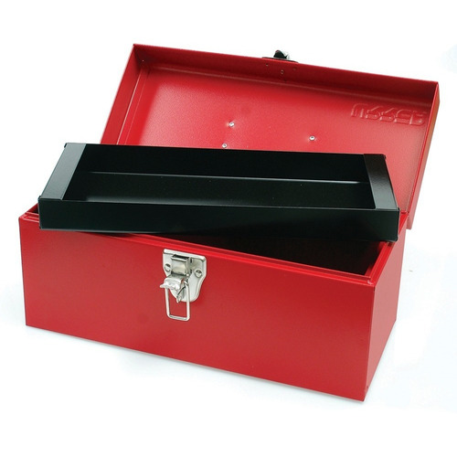 Caja portaherramientas metálica color rojo 14" x 6" x 6" D2 Urrea Color Rojo