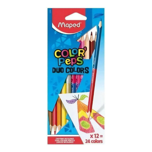 Lapices Duo Color Peps X12 Bicolor 24 Colores Maped Edu