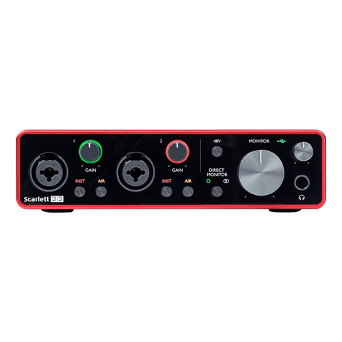 Interfaz de audio Focusrite Scarlett 2i2 roja 3.ª  gen