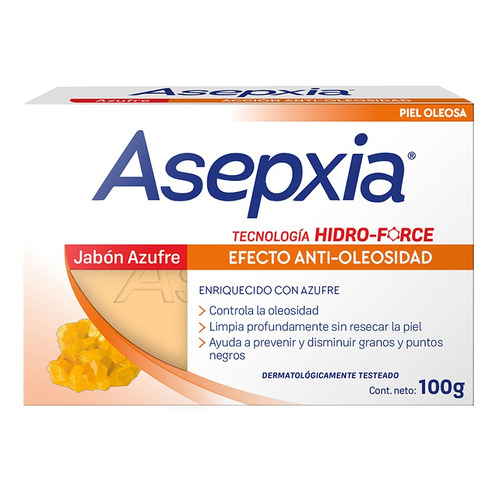 Asepxia Jabon En Barra Azufre Efecto Anti Sebo X 100 G