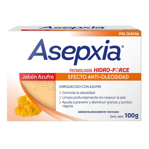 Asepxia Jabon En Barra Azufre Efecto Anti Sebo X 100 G